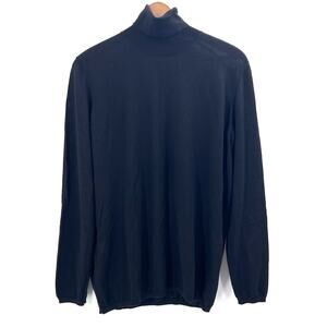 Bergdorf Goodman Black Cashmere Silk Turtleneck Sweater Womens Large